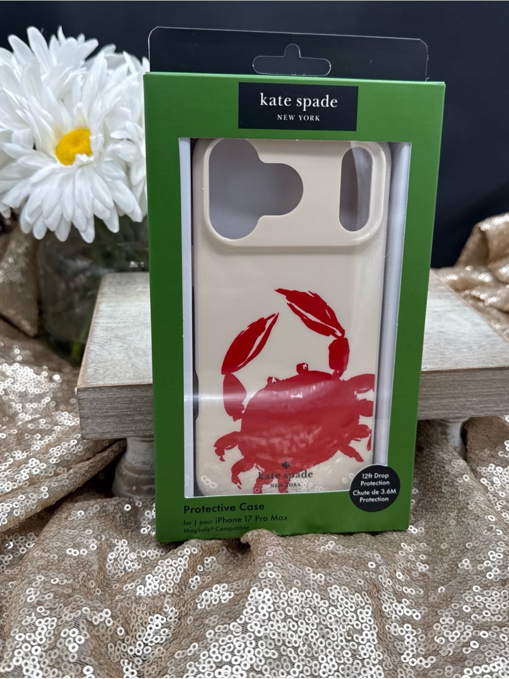 kate spade Cream iPhone 17 Pro Max Case with Red Crab Motif